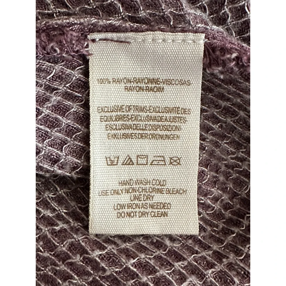 Free People Waffle Knit Thermal Button Raw Hem‎ Boho Oversized Shirt M Slouchy